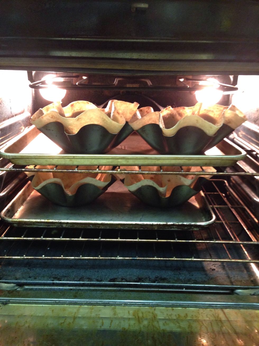 Bake the tortillas in the oven for about 10 minutes at 375 degrees, or until golden brown