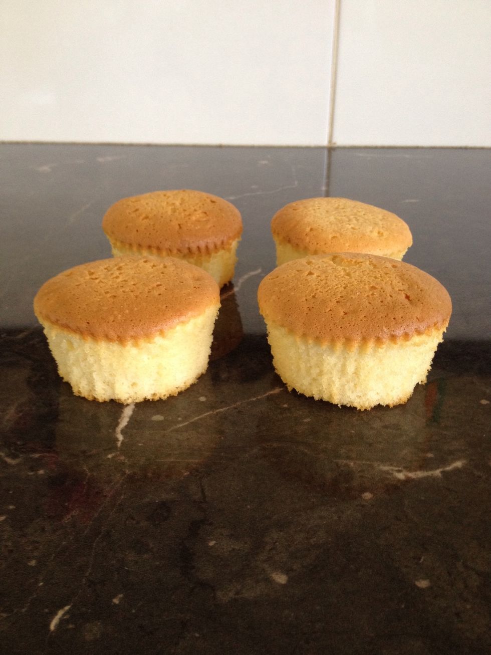 Bake the vanilla cupcakes according to the packet instructions. For this recipe I used four cupcakes.