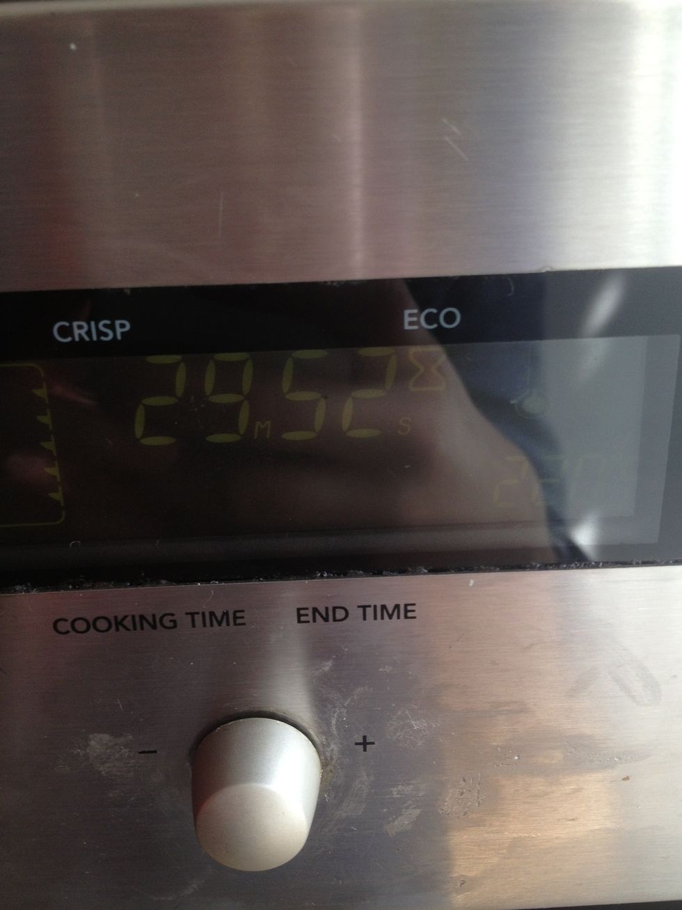 Bake them for 30 minutes, on 220 celcius (428 F) , in a preheated oven.