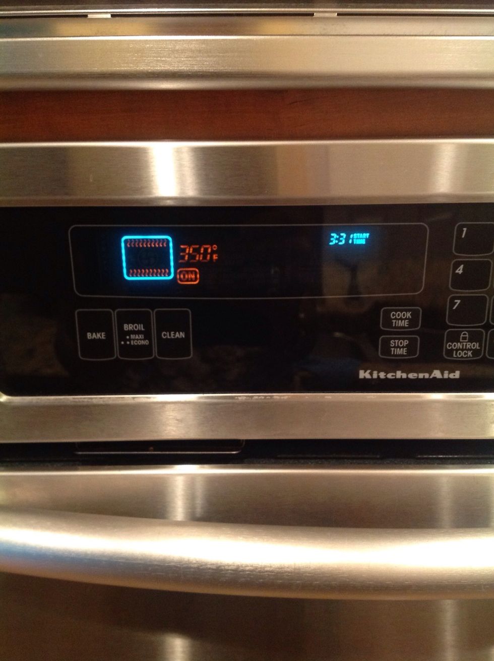 Bake your pizza at 350 or 375 degrees until done, which is usually around 25 mins.