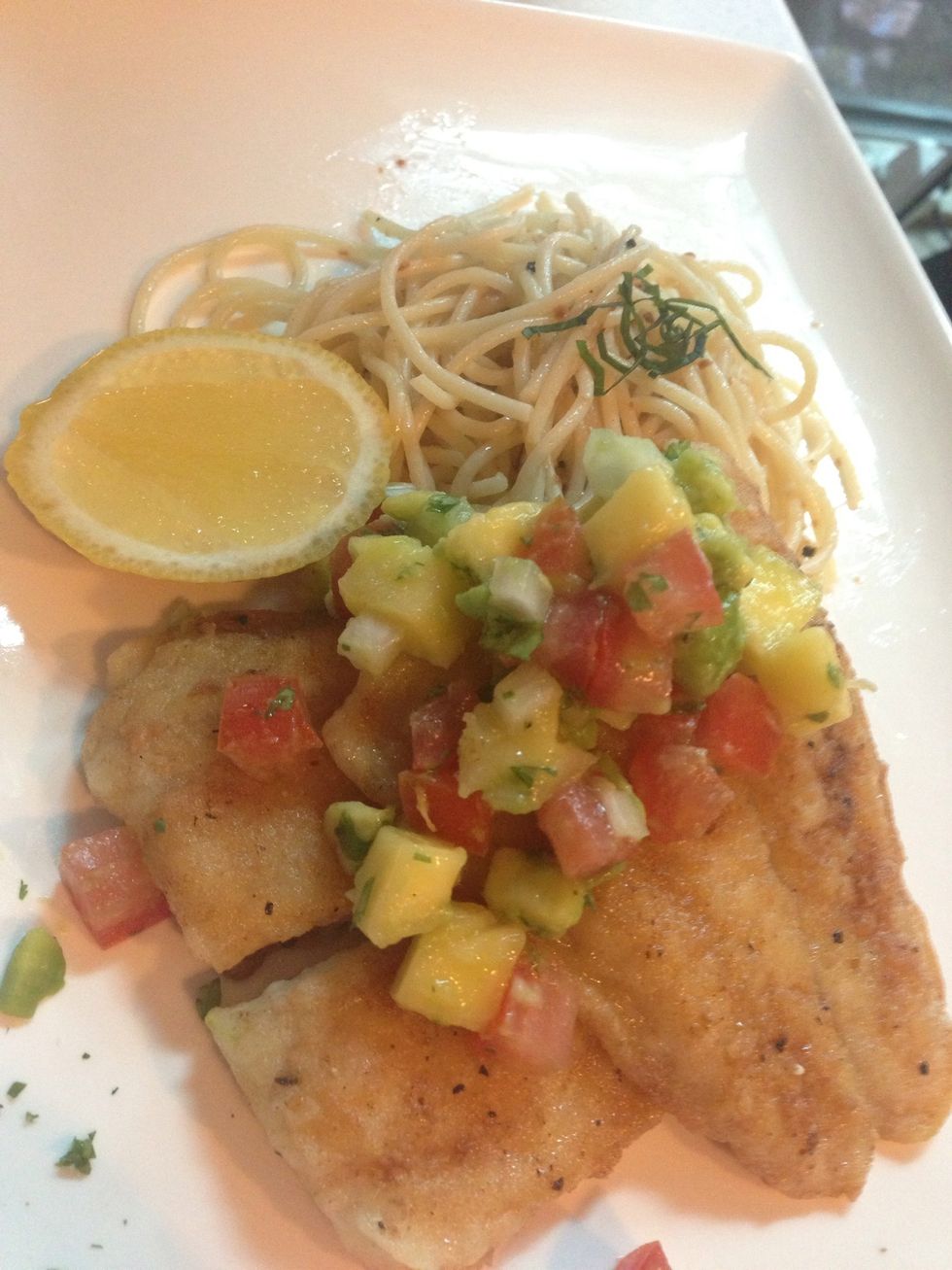 Baked fish with mango avocado salsa