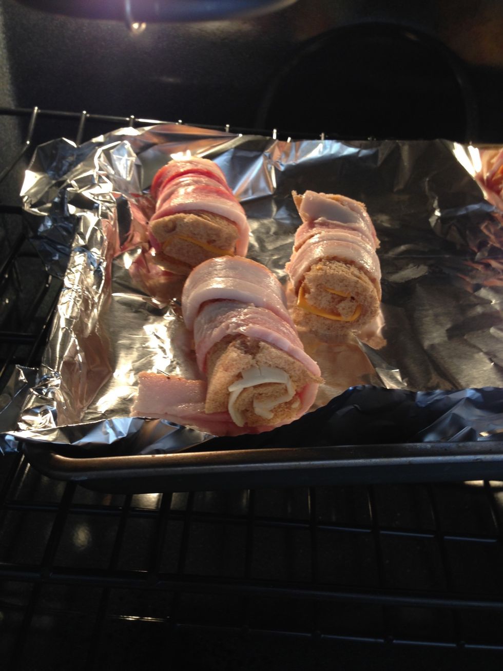 Baked it at 350 degrees until your bacon is browned. About 10-15 minutes