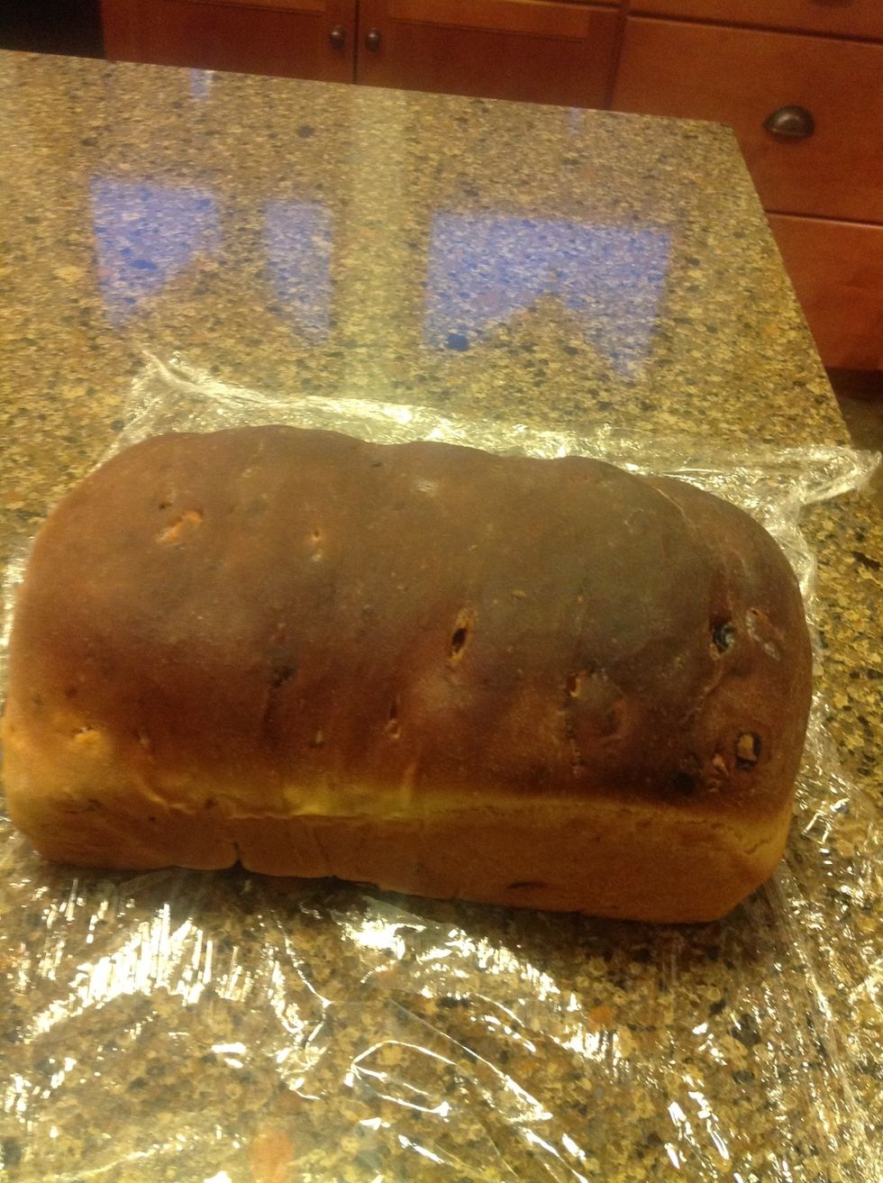 Baked loaf waiting to be wrapped up