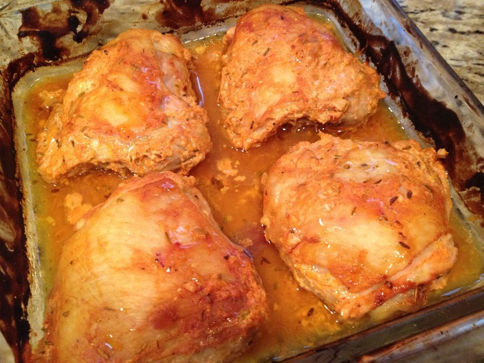 Baked the chicken in a 450F oven for abut 30min or until done