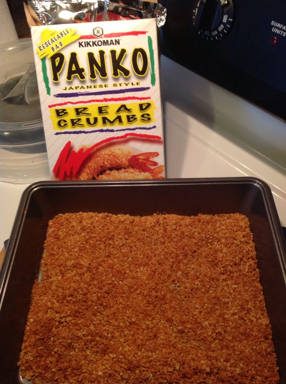 Baked your Panko breadcrumbs for 6 mins @400 degrees or until golden.