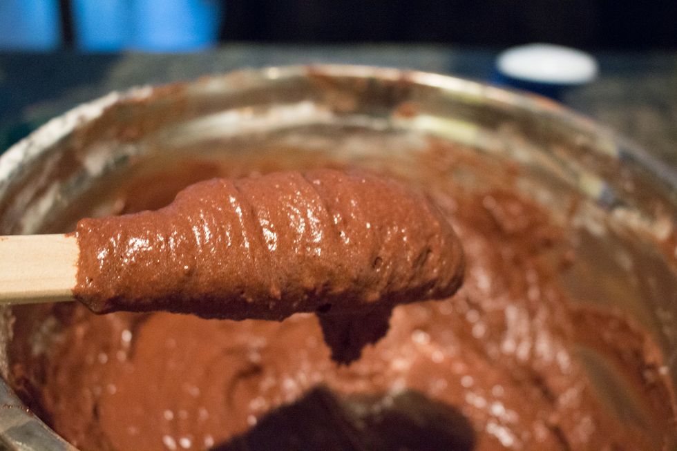 BAKING THE CAKE CONT'D: This should be the consistency of your cake batter.