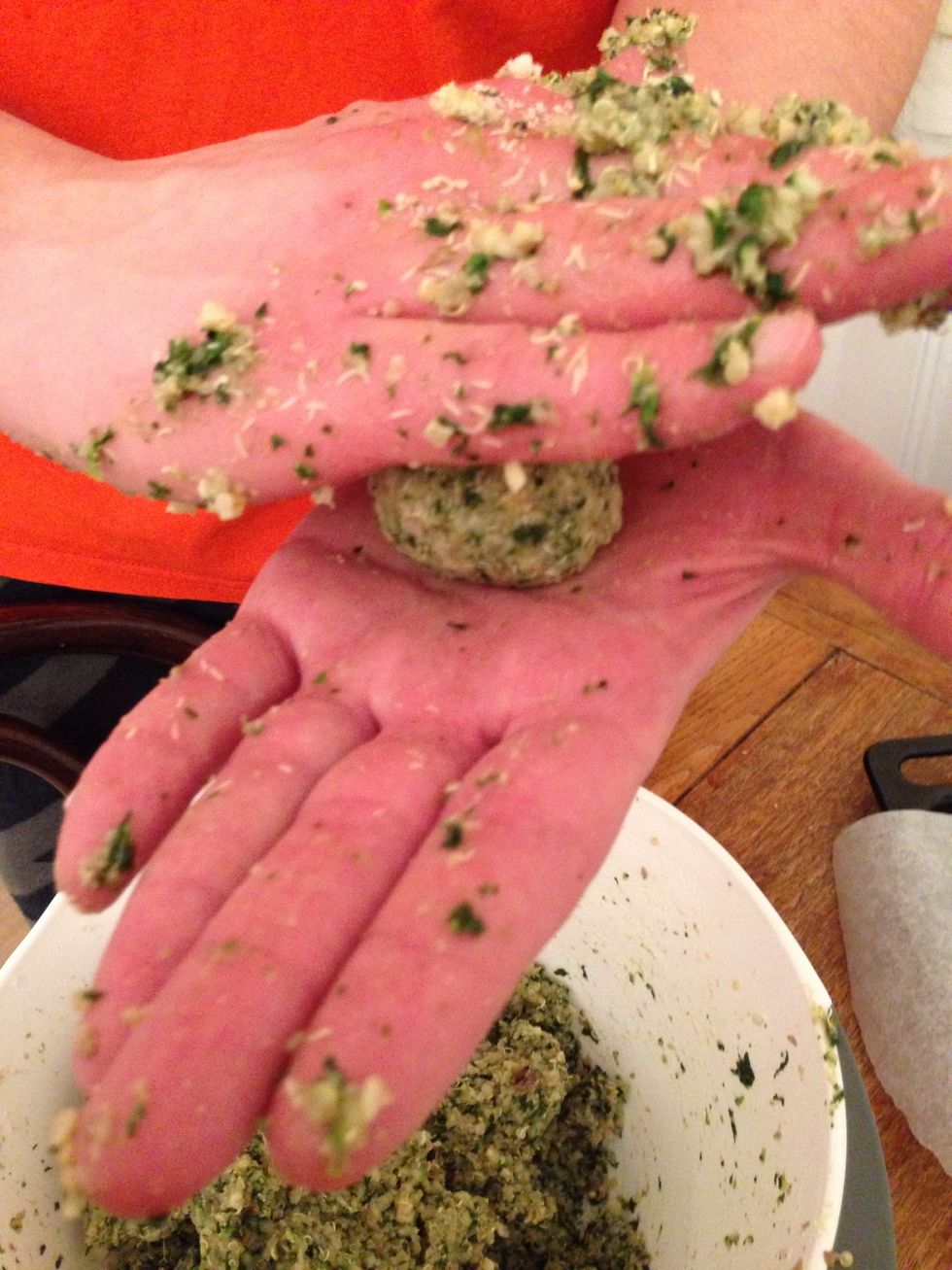 Balling: get a small quantity, press it lightly, and shape it.