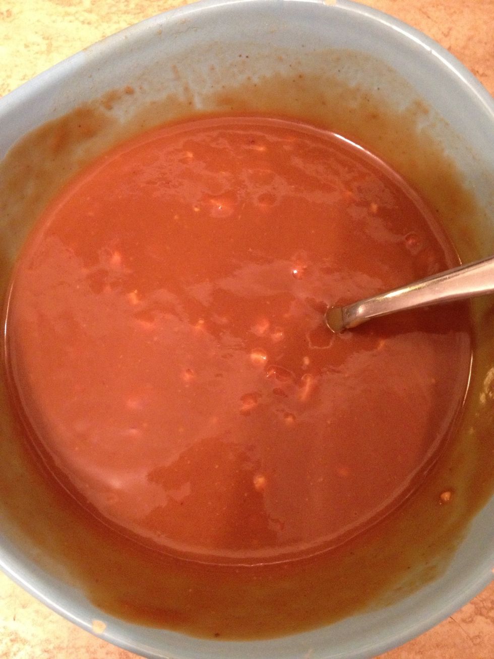 Bam! second sauce done! i like crunchy PB but smooth and creamy is fine too. I like the consistency just like caramel sauce. Remember you don't have to make both sauces. But in my house you do. \ud83d\ude1c