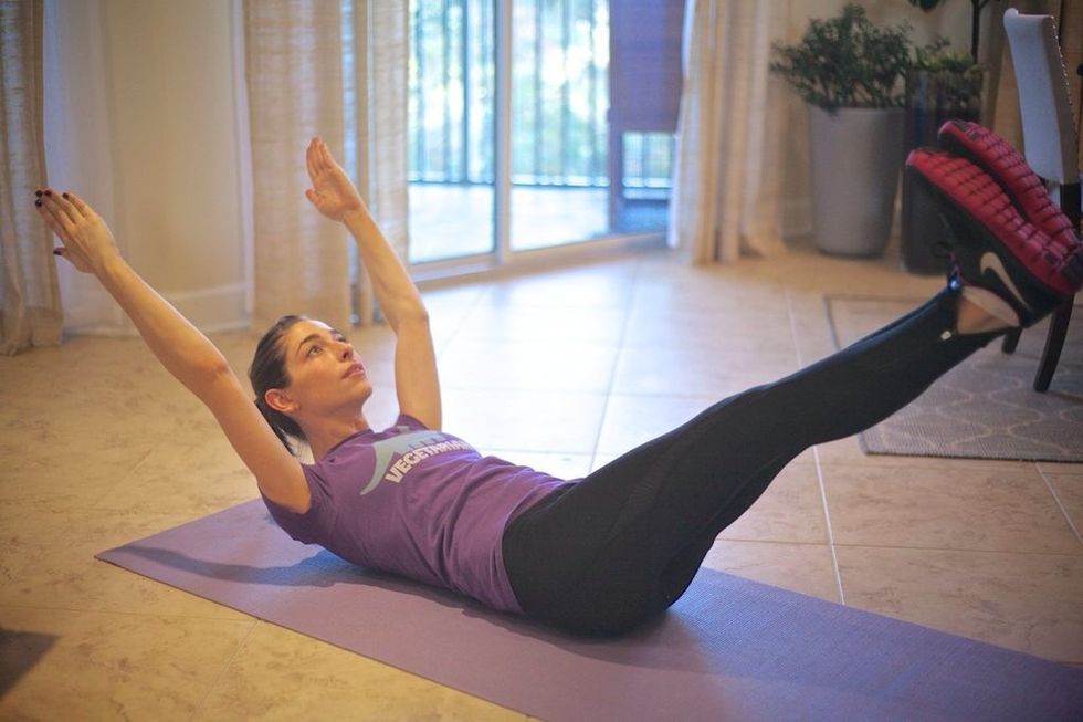 Banana/Boat: start with arms and legs 12-24 inches off the ground with shoulders off the ground as well. Rotate to 4 positions (15 sec each) and alternate directions per circuit.