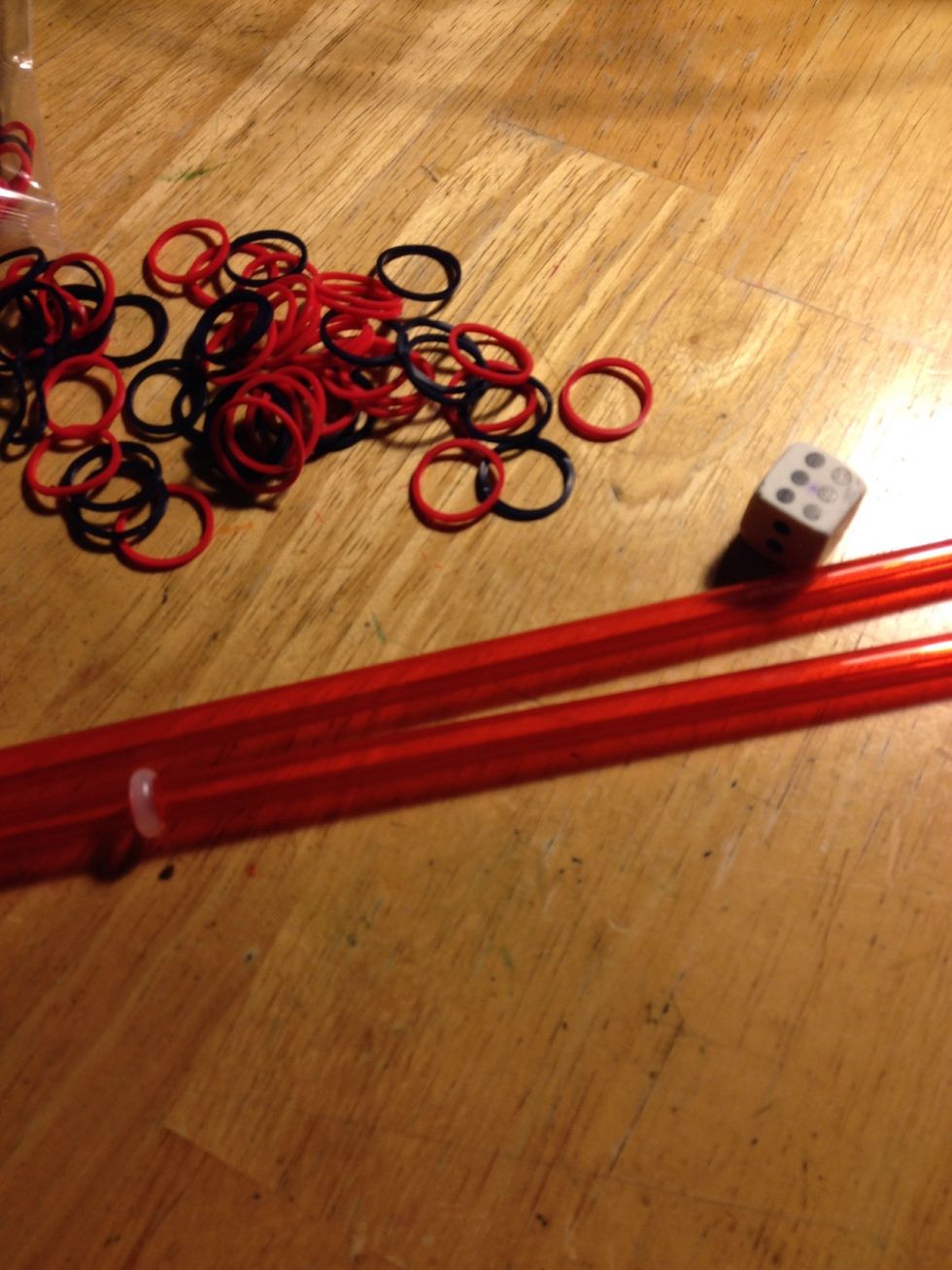 Bands, plastic straws, eraser