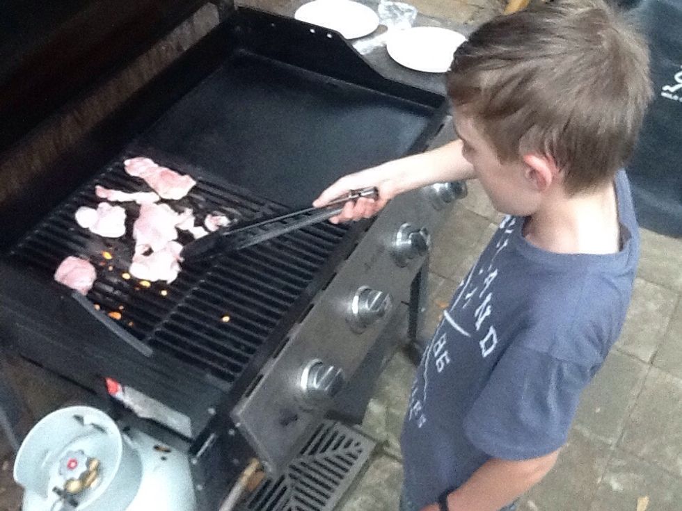 Barbecue the chicken.