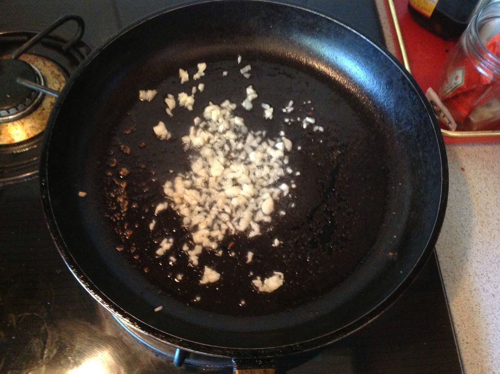Base pan with oil and let the garlic fry for like 20 seconds