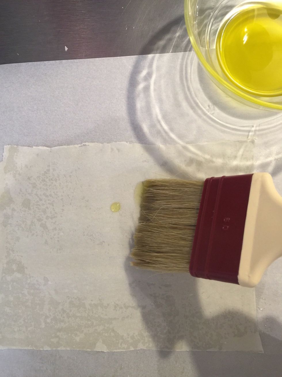 Baste the phyllo sheet with olive oil