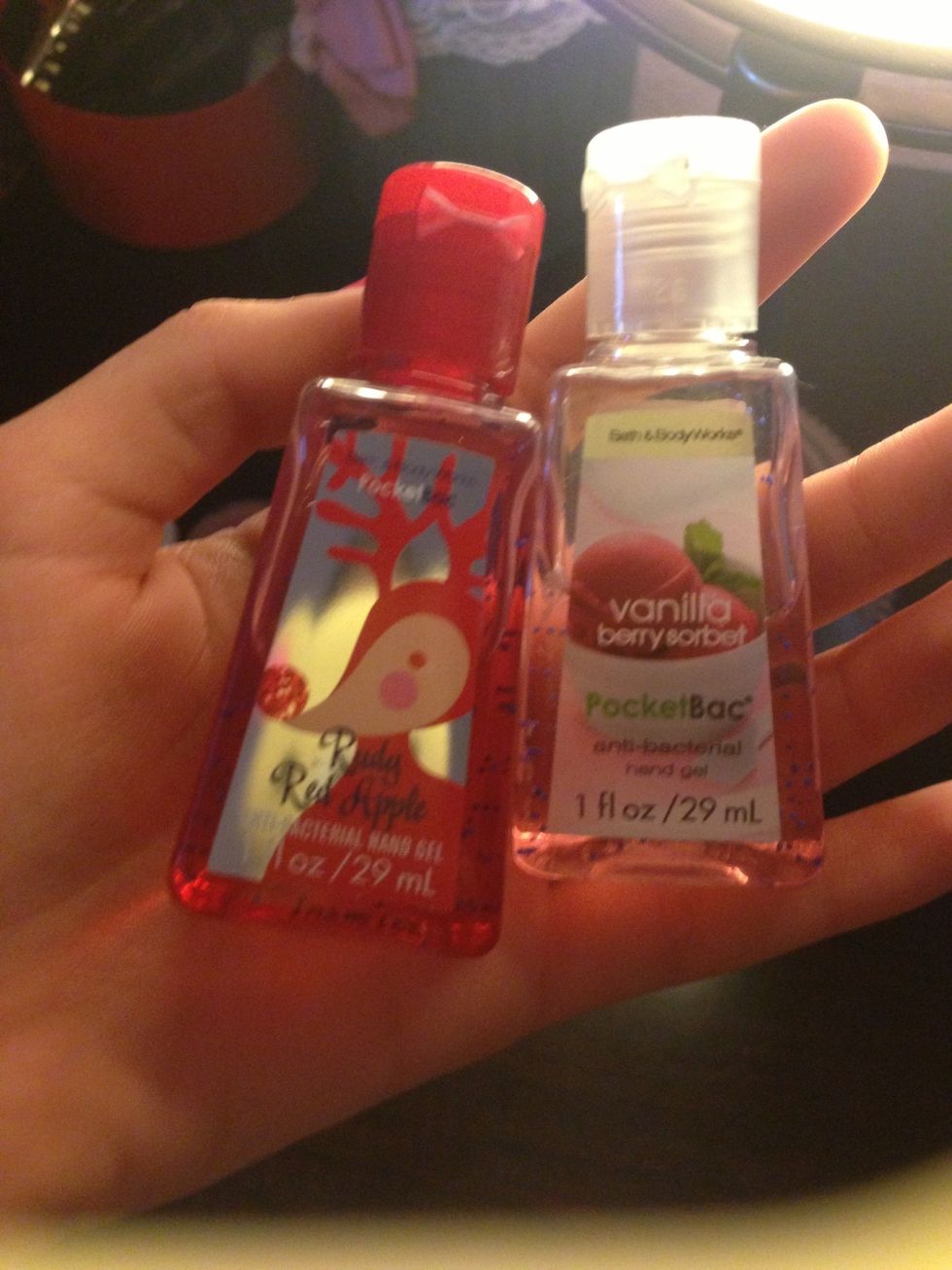 Bath and body works hand sanitizer! Smells the best and kills the germs!