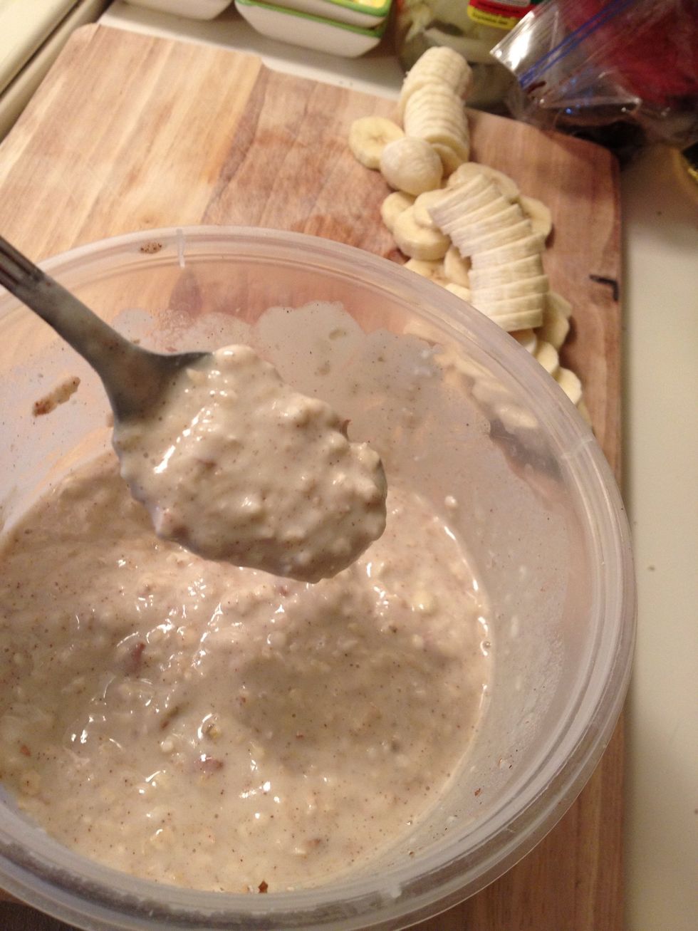 Batter should be slightly creamy. Add more soy milk if it is too thick.