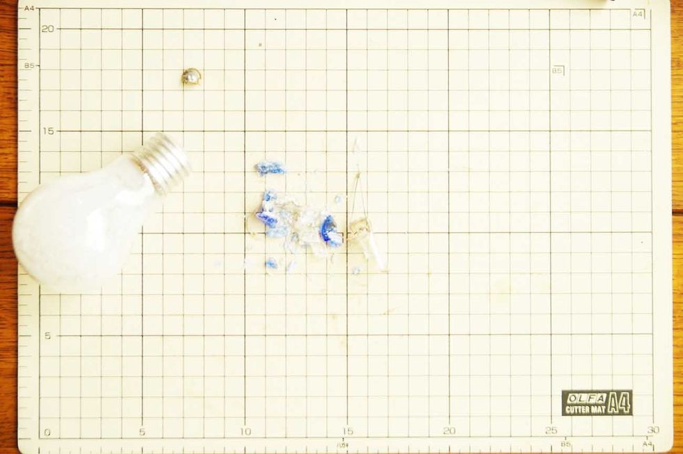 Be careful not to cut your fingers with the piece of broken glass!