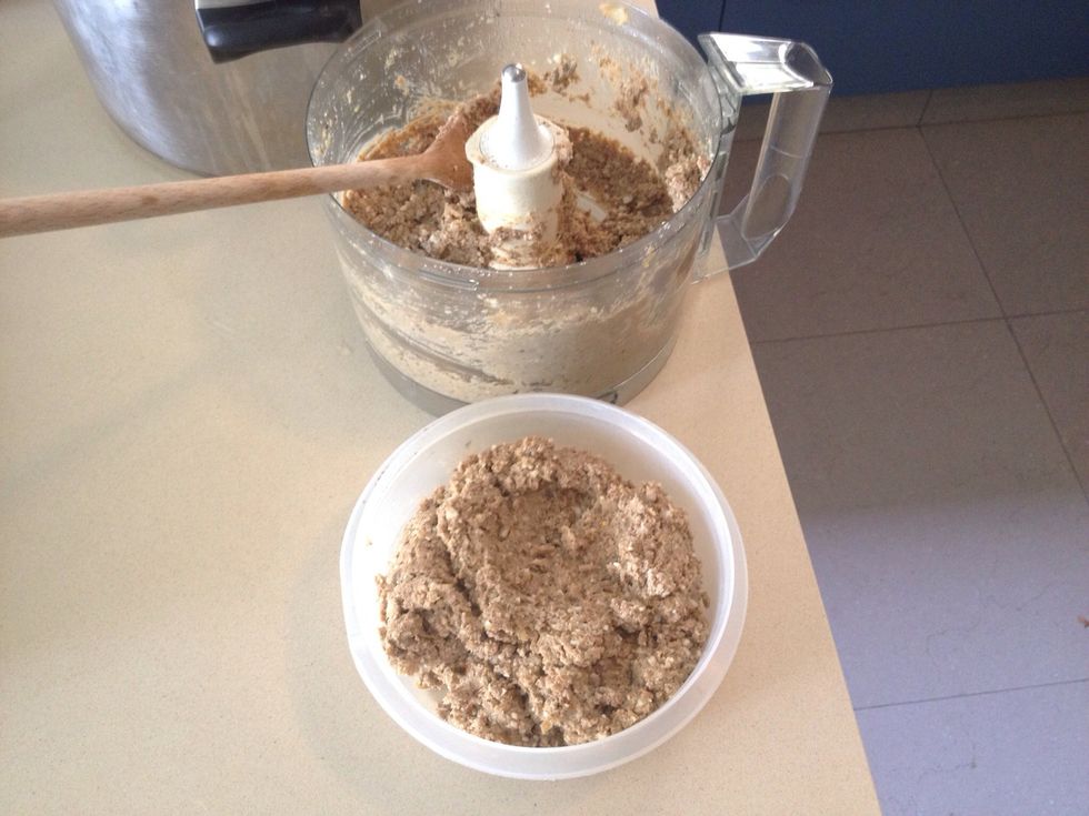 Be careful not to over process it! Historically, this was minced by hand into a coarse spread. Use VERY short activations of the food processor, for about 1-2 seconds, and steer for even chopping.