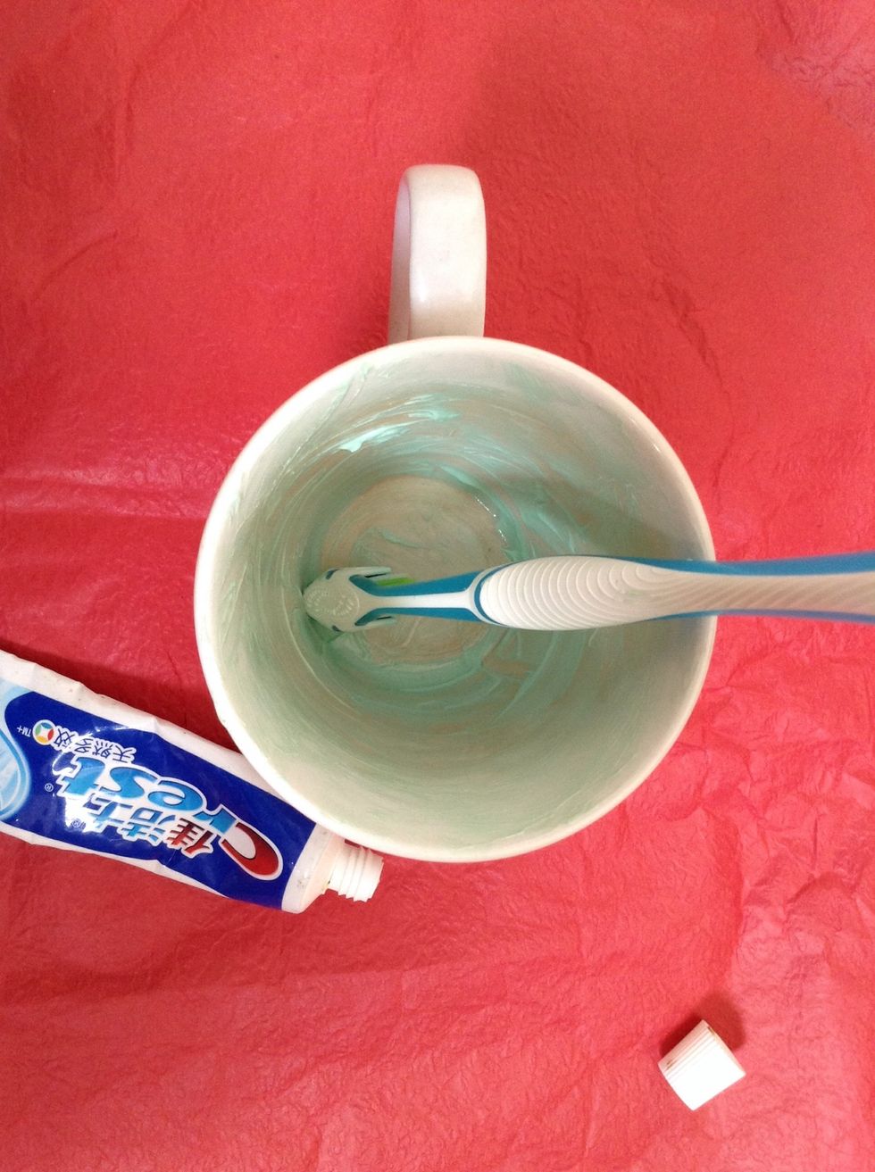 ...be dainty and just use the toothbrush to rub it in.