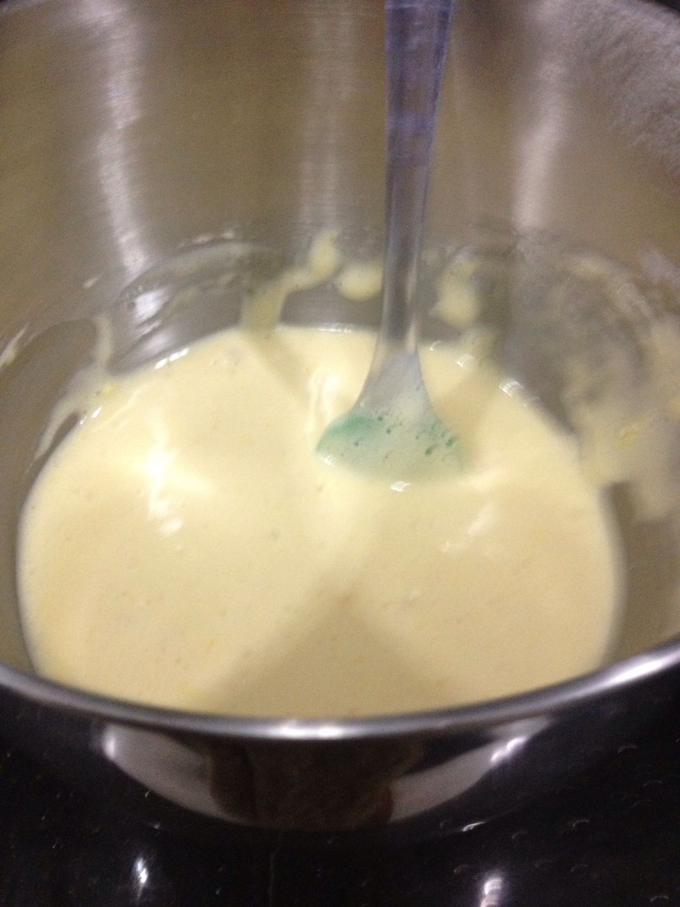 Be gentle cause you don't want to deflate the air in the mixture.