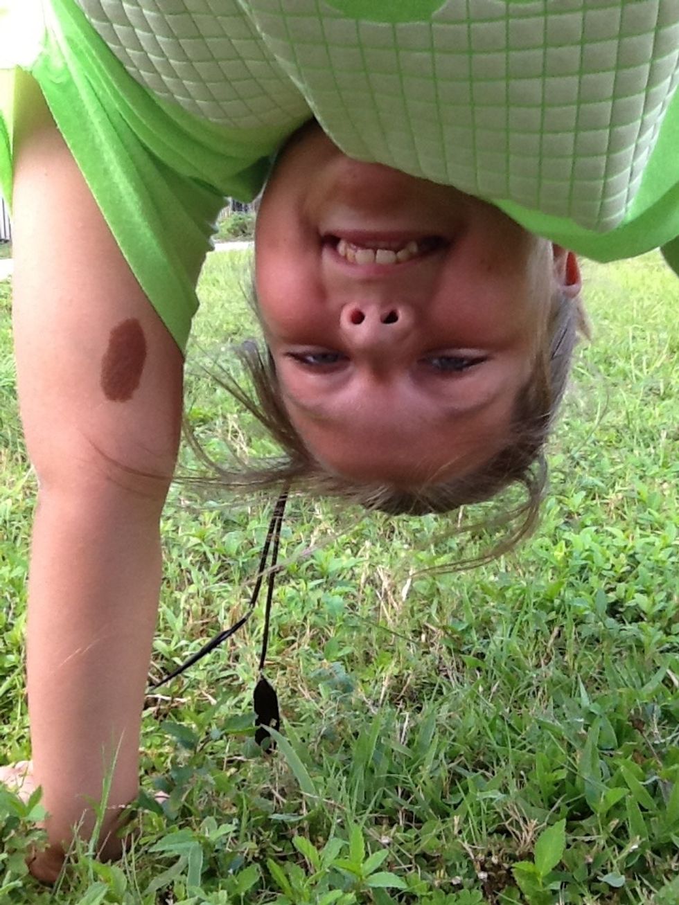 Be sure to keep your arms straight so you don't fall.