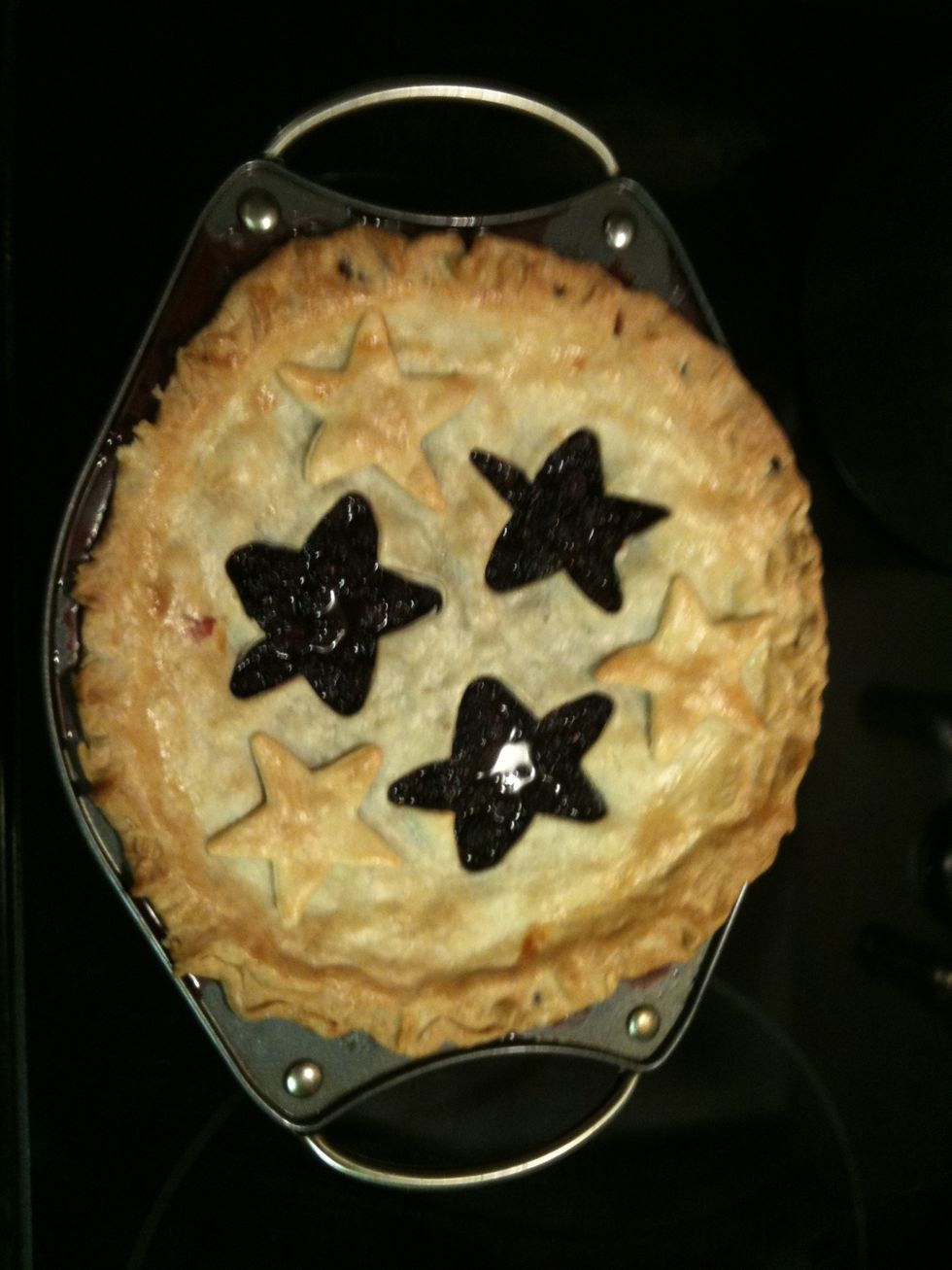 Be sure to let pie sit for 20-30 minutes before serving to allow filling to thicken.  Simple and great with vanilla ice-cream