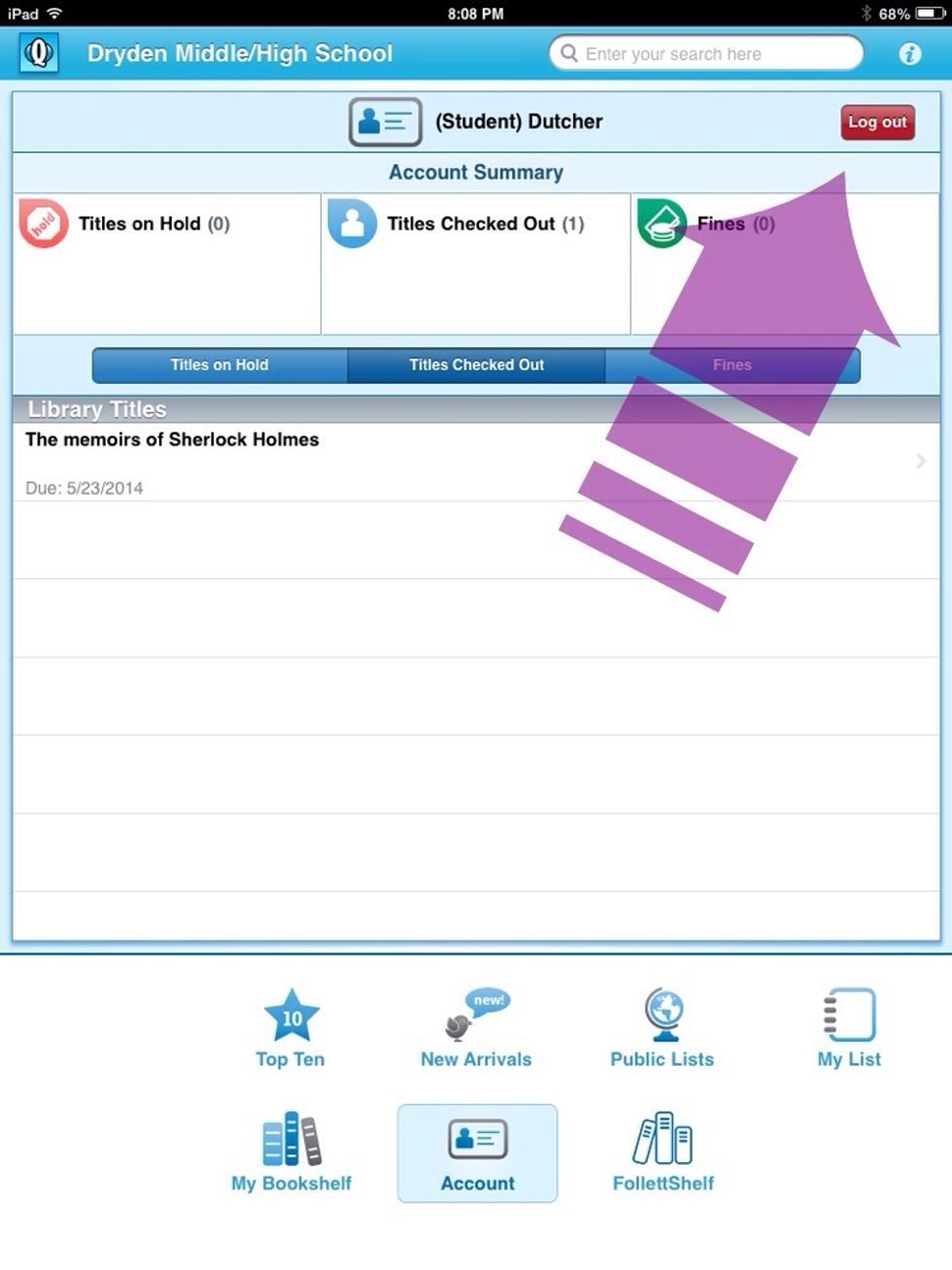 Be sure to log out of the catalog when you are done.