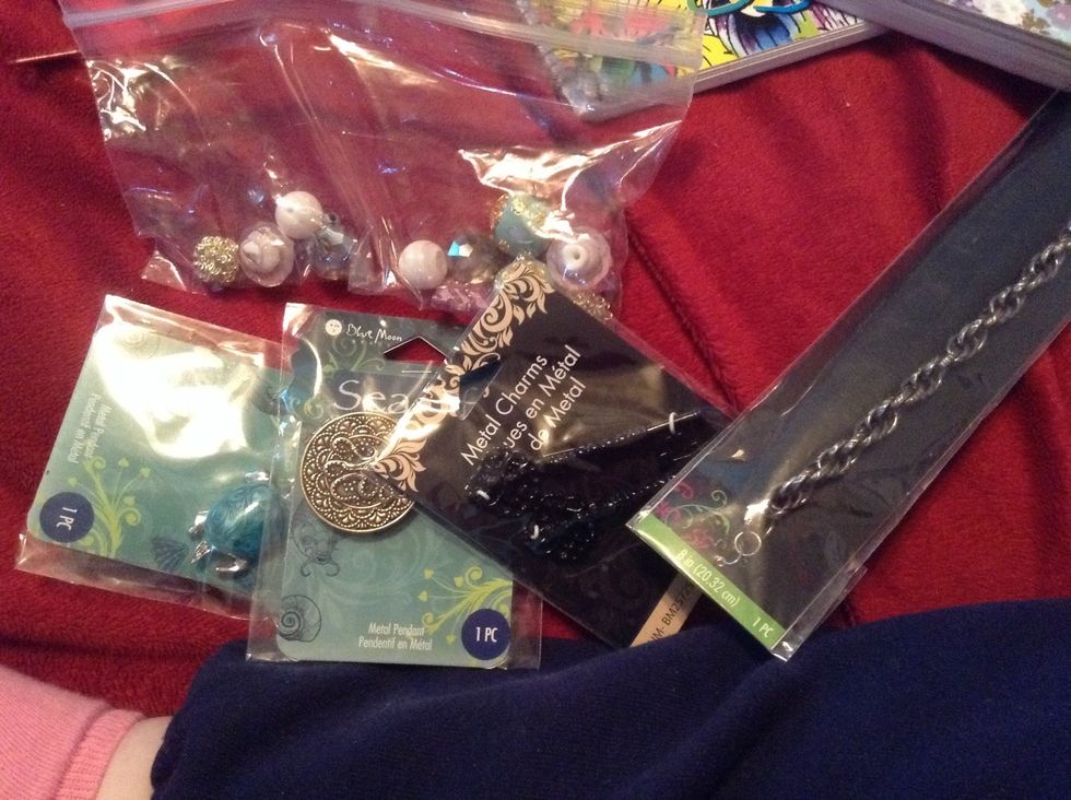 Beads and charms. Craft drawer.