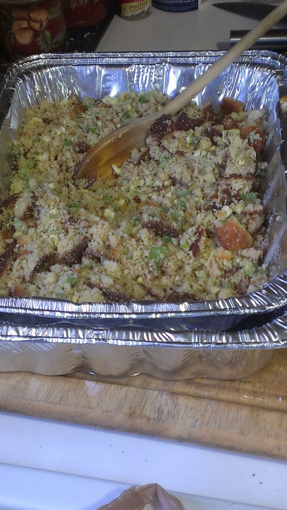 Beat 1 egg and pure in to cornbread mixture