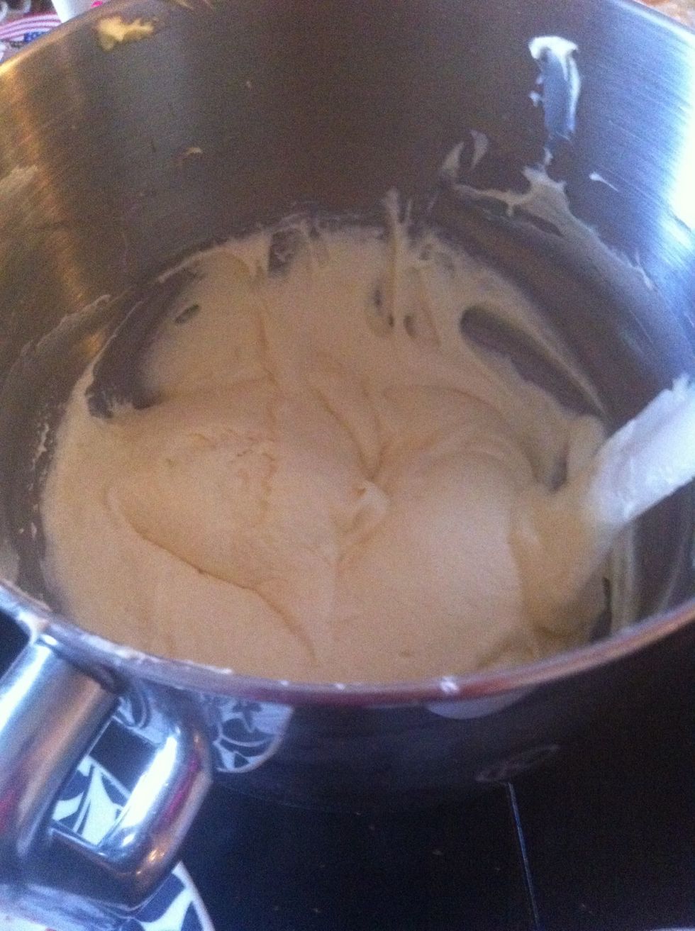 Beat butter and cream cheese until smooth then add vanilla and powdered sugar and beat until smooth