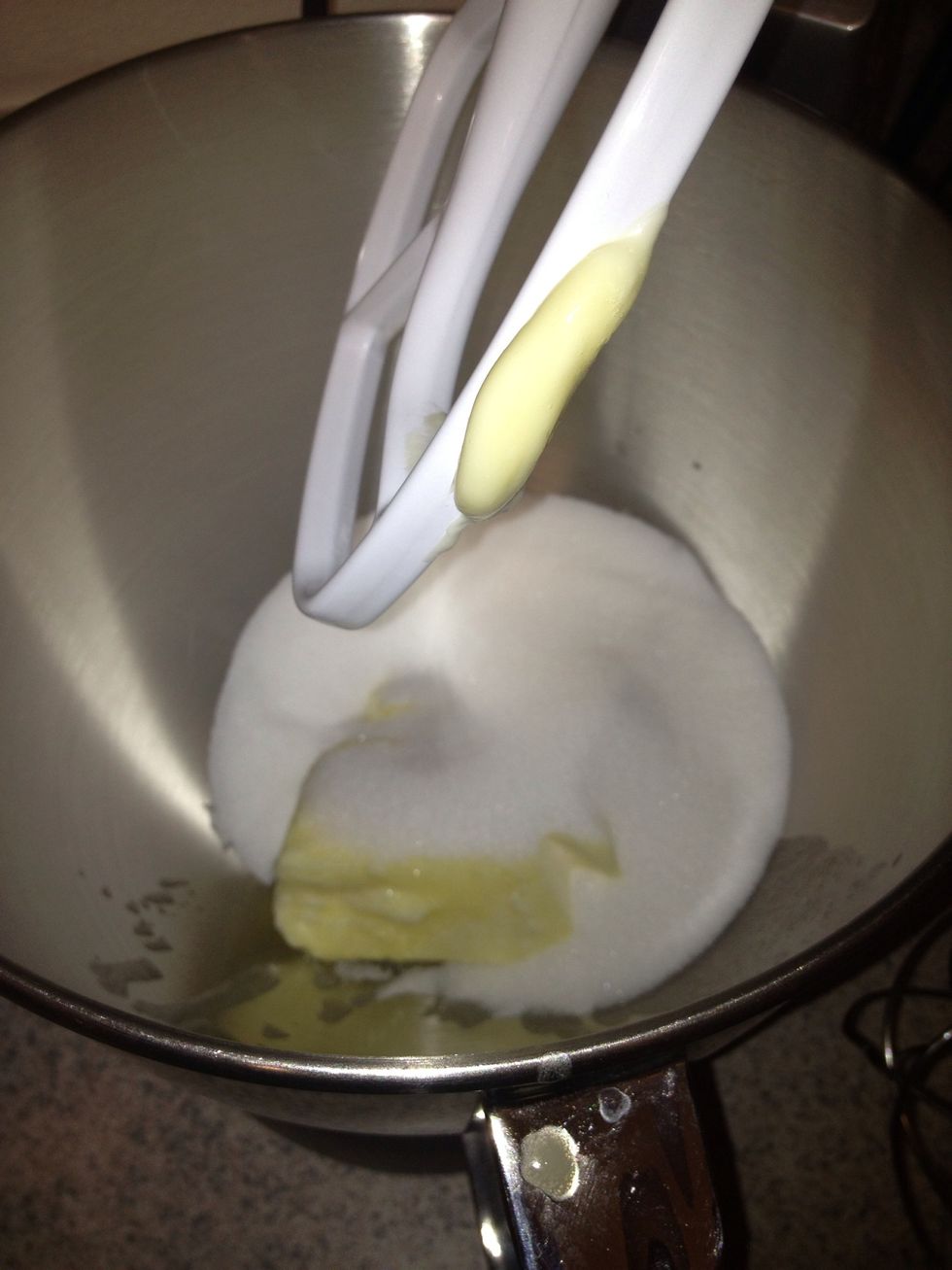 Beat butter and sugar until creamy
