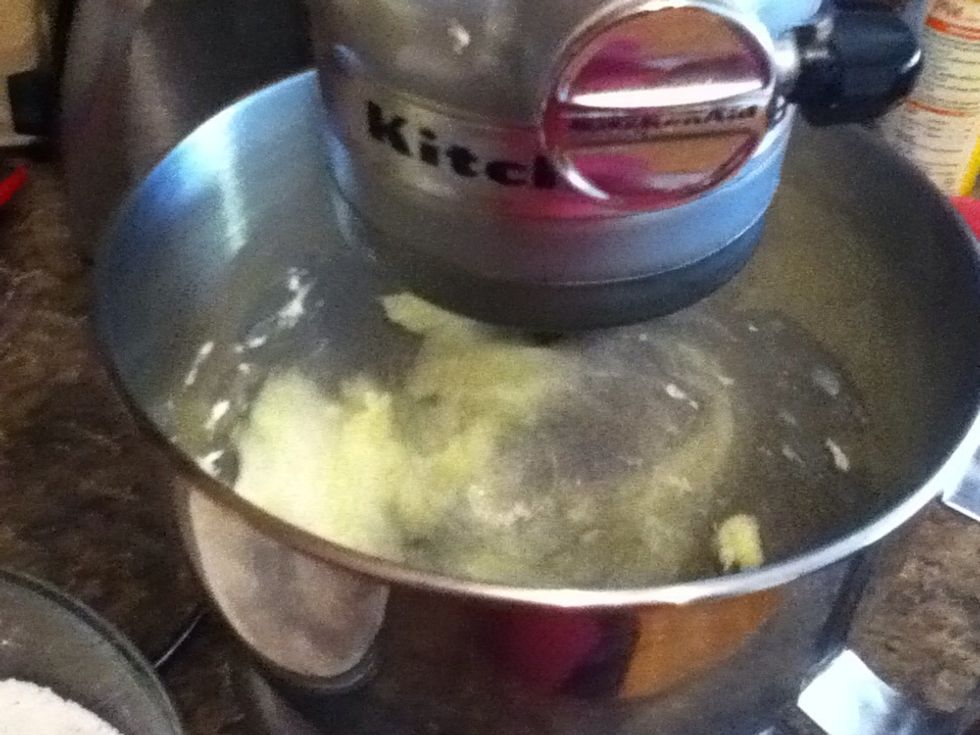 Beat butter for about a minute on medium.