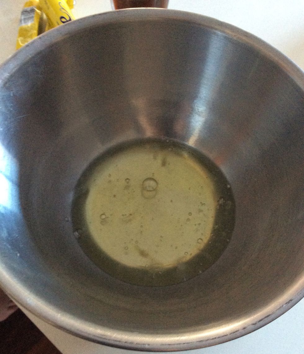 Beat egg white till stiff peaks form