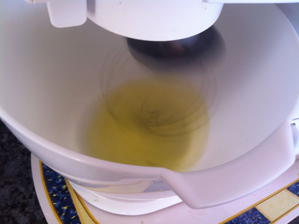 Beat egg whites till light and fluffy