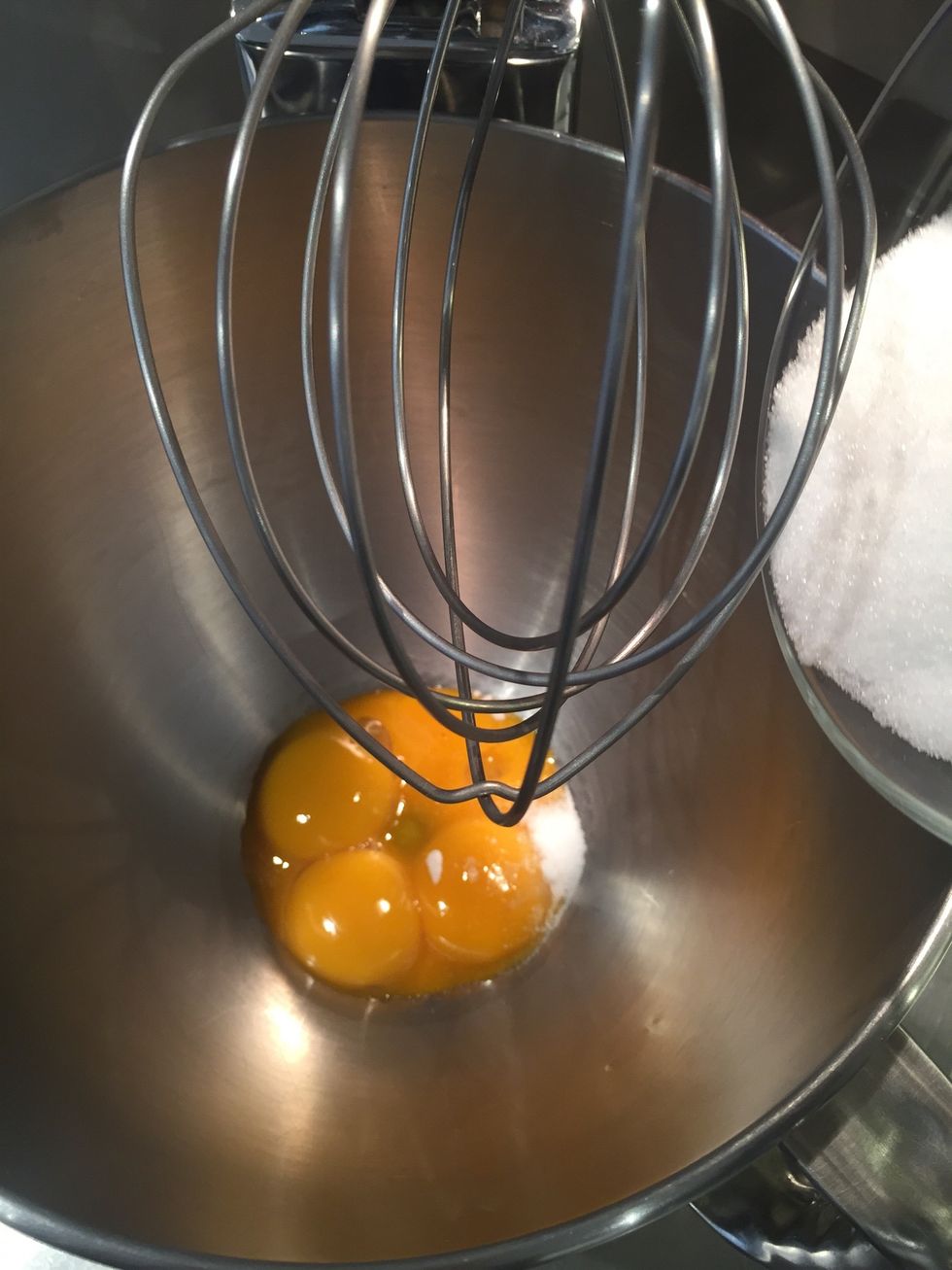 Beat egg yolks and sugar