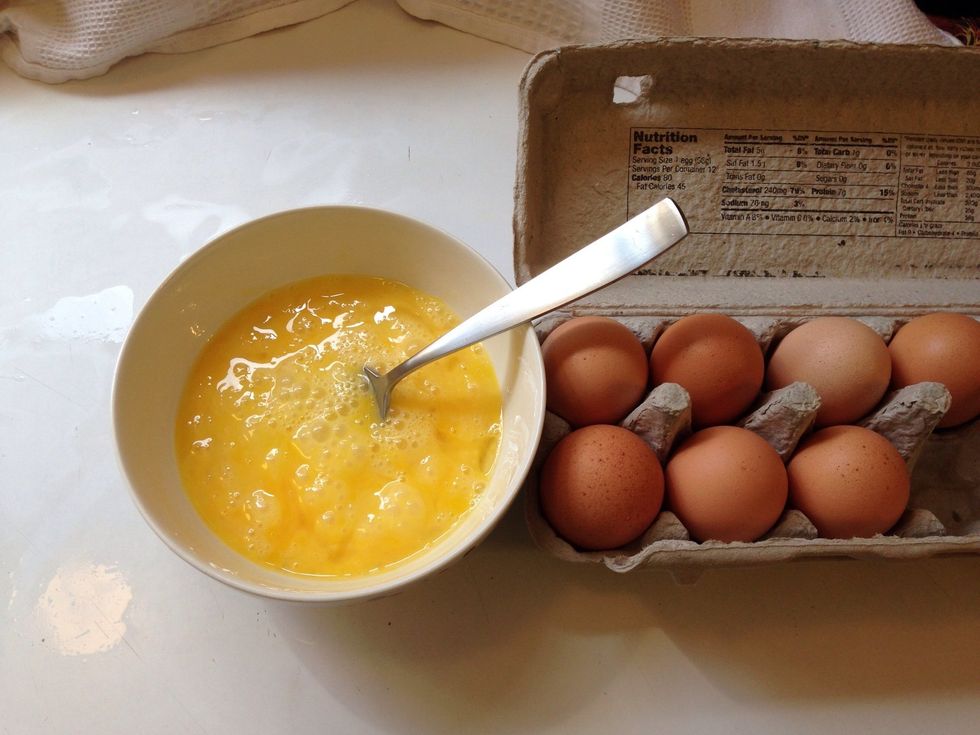 Beat eggs, I used four.
