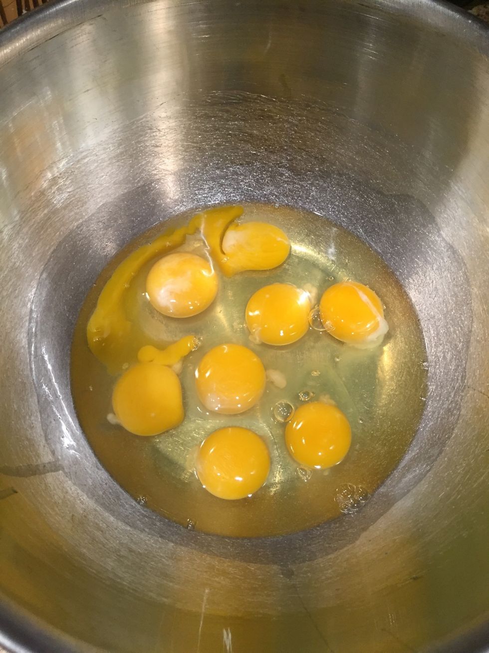 Beat eggs in a bowl