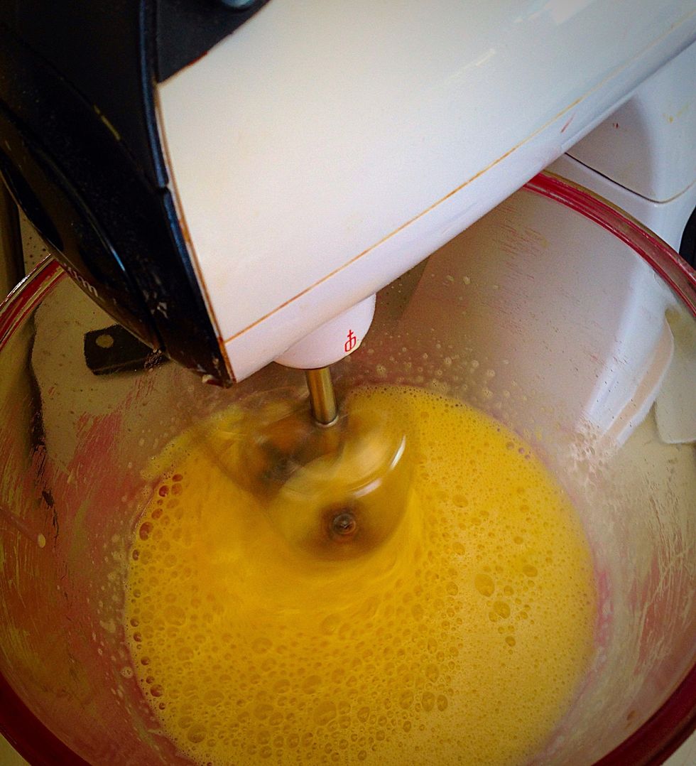 Beat eggs till fluffy (3ish minutes)