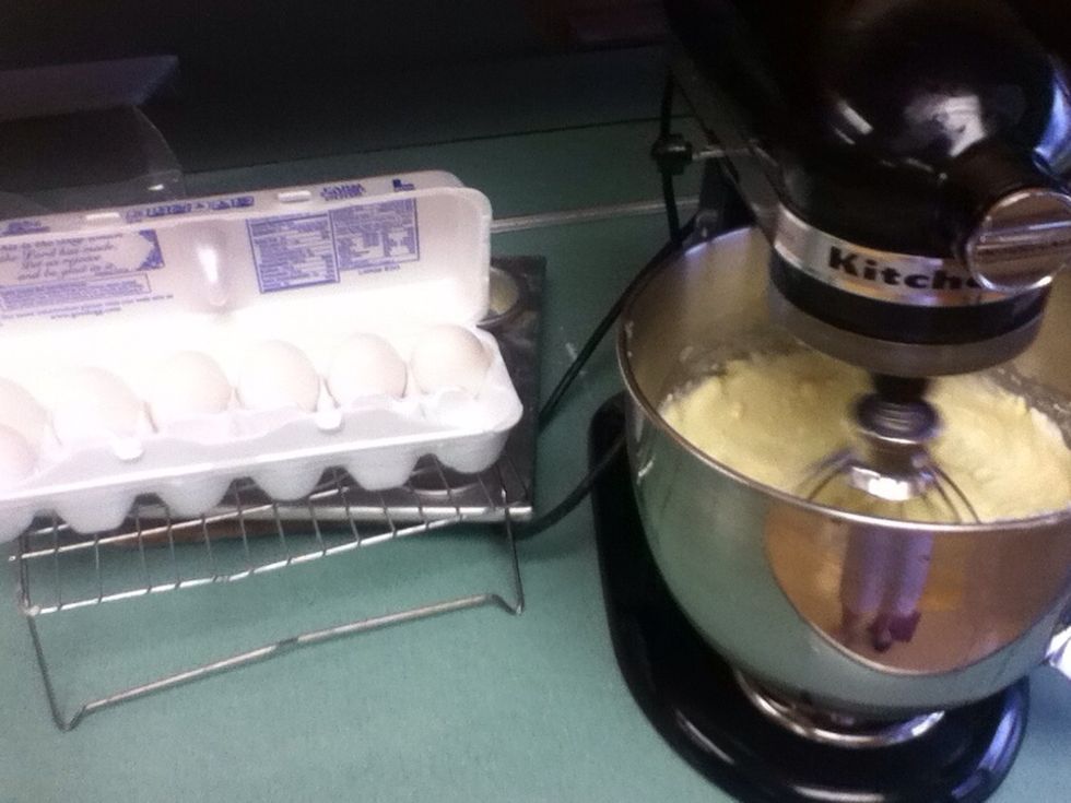 Beat in 4 eggs , one at a time!