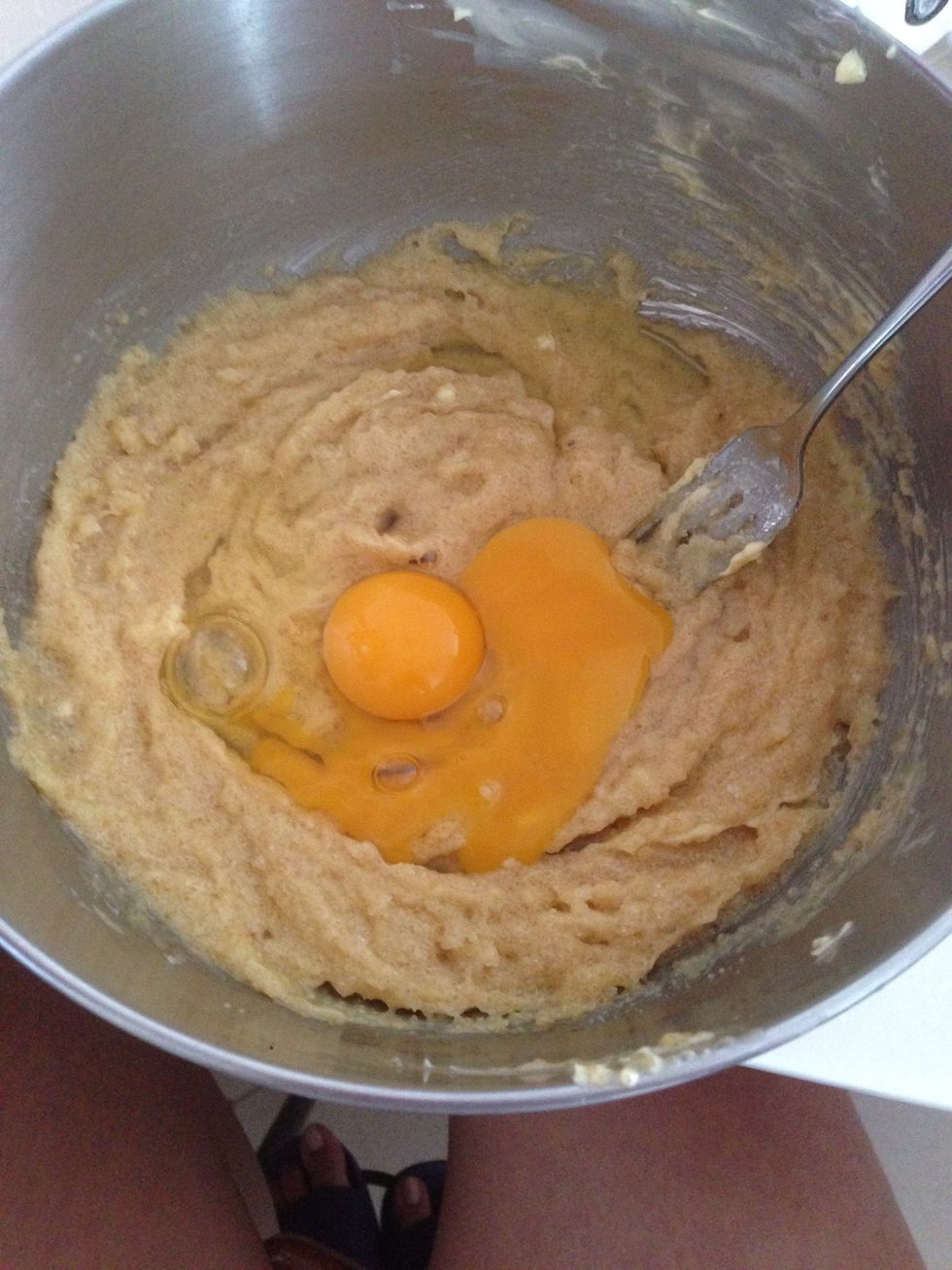 Beat in eggs