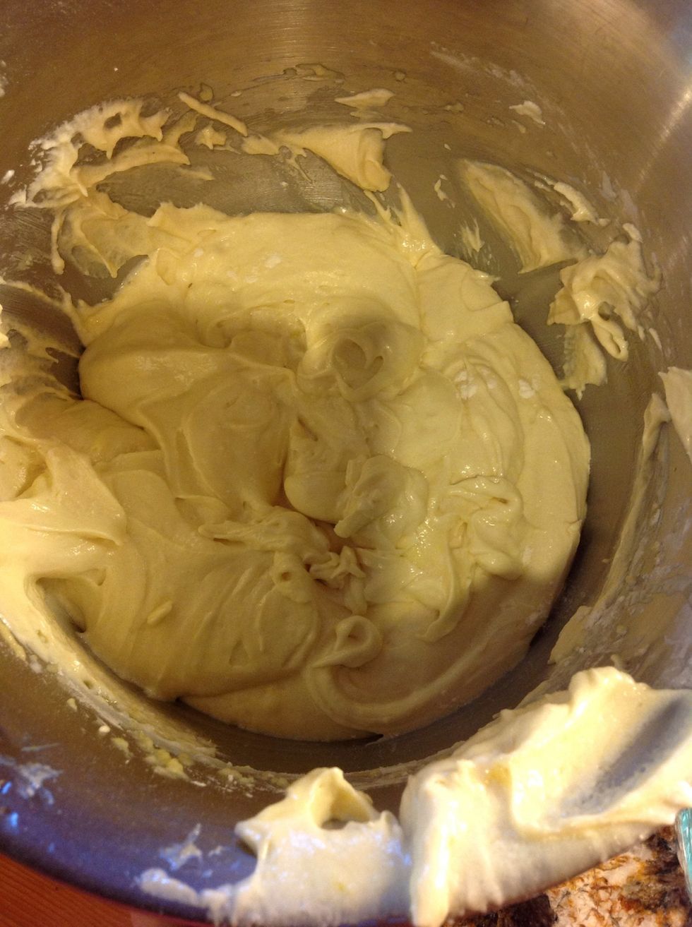 Beat in flour and buttermilk, alternating between the two!