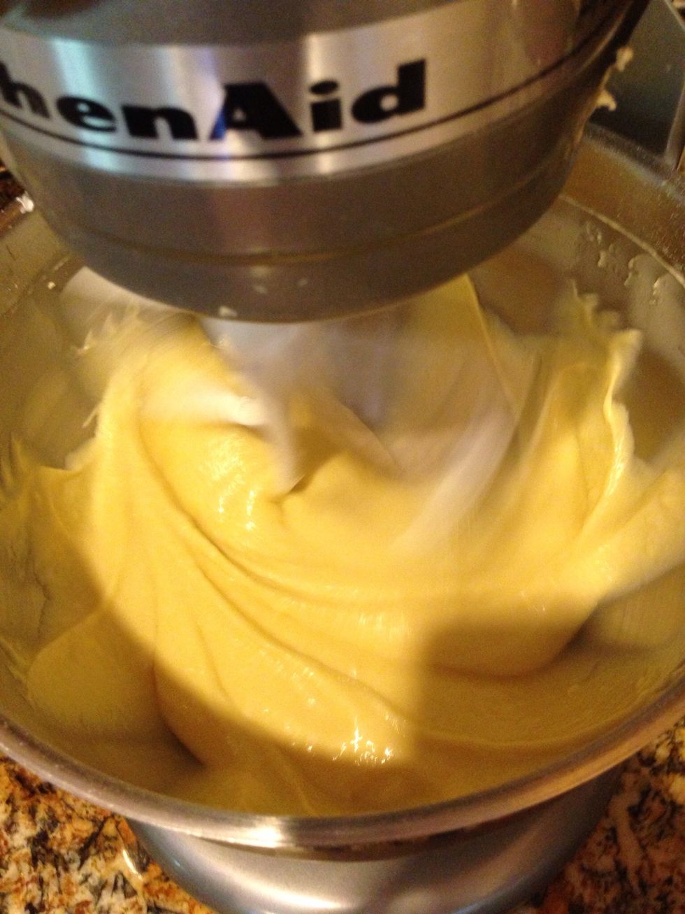 Beat in flour to the batter mixture until light and smooth!