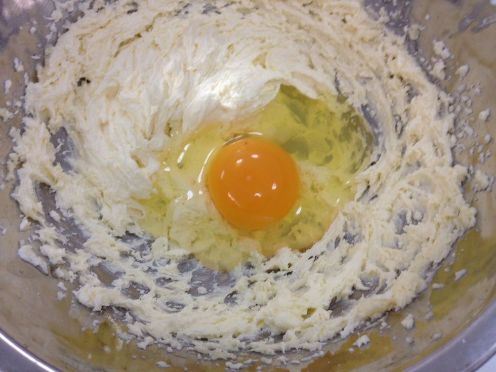 Beat in the egg until creamed together.