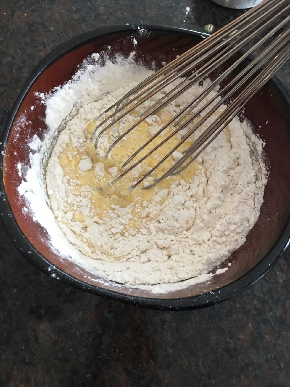 Beat ingredients except lemon juice and powdered sugar with whisk or hand beater. Do not overbeat.