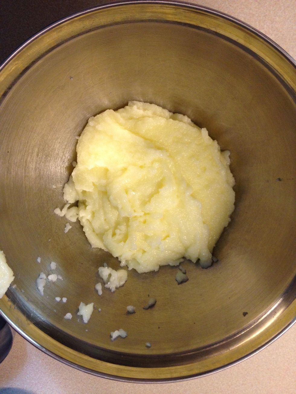 Beat the butter and sugar with a fitted paddle attachment (or use a standard hand held mixer) on medium-high until light and fluffy.
