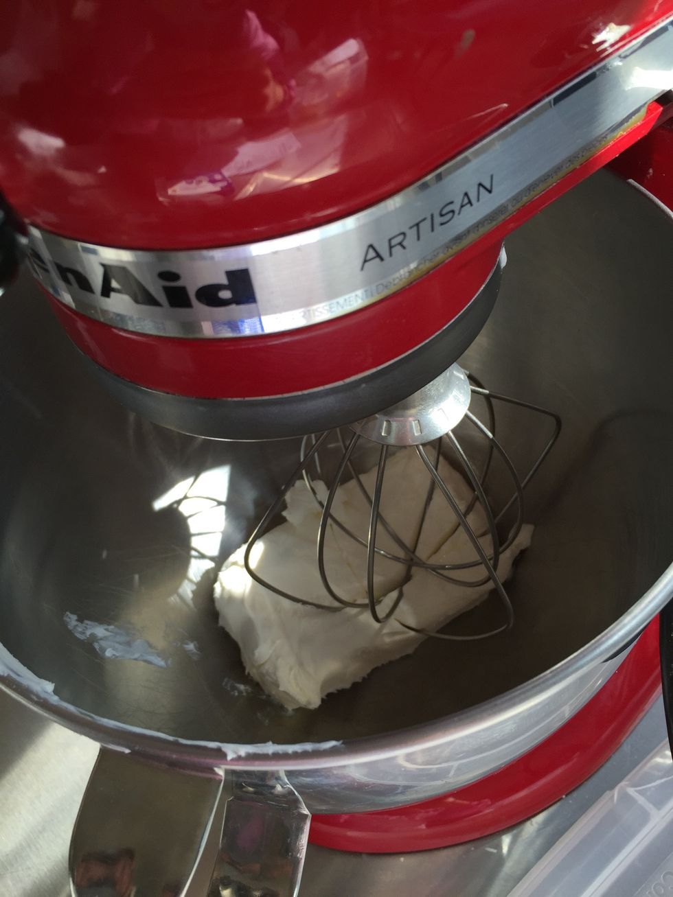 Beat the cream cheese in the chilled bowl at medium speed until soft and smooth.