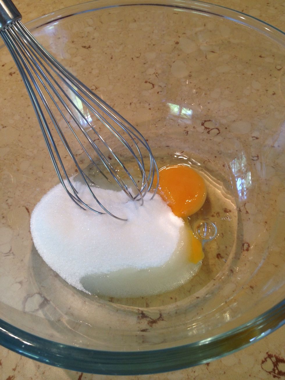 Beat the egg and sugar until fluffy
