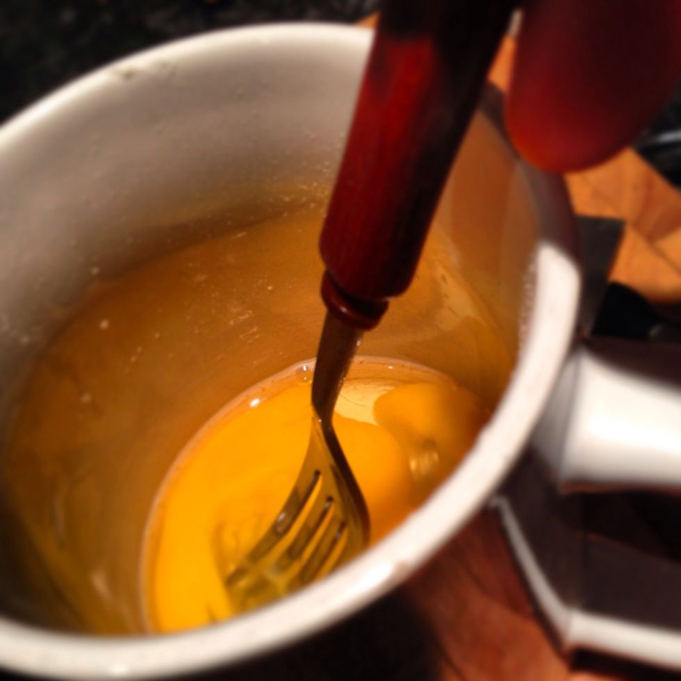 Beat the egg separately.