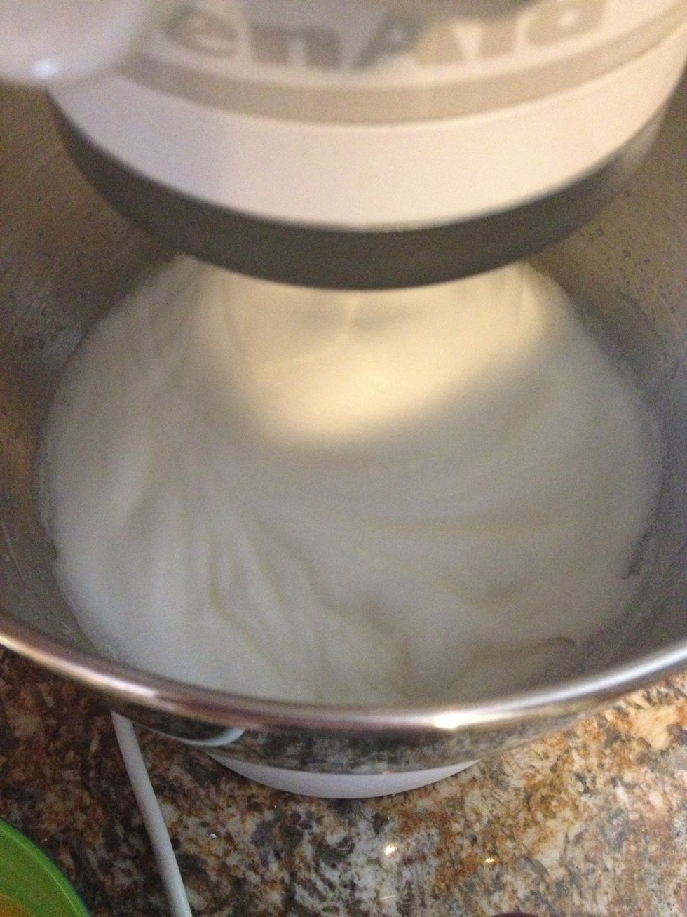 Beat the egg whites until they are firm and spongy.