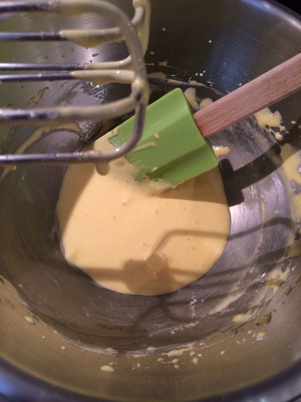 Beat the egg yolks then add the corn flour