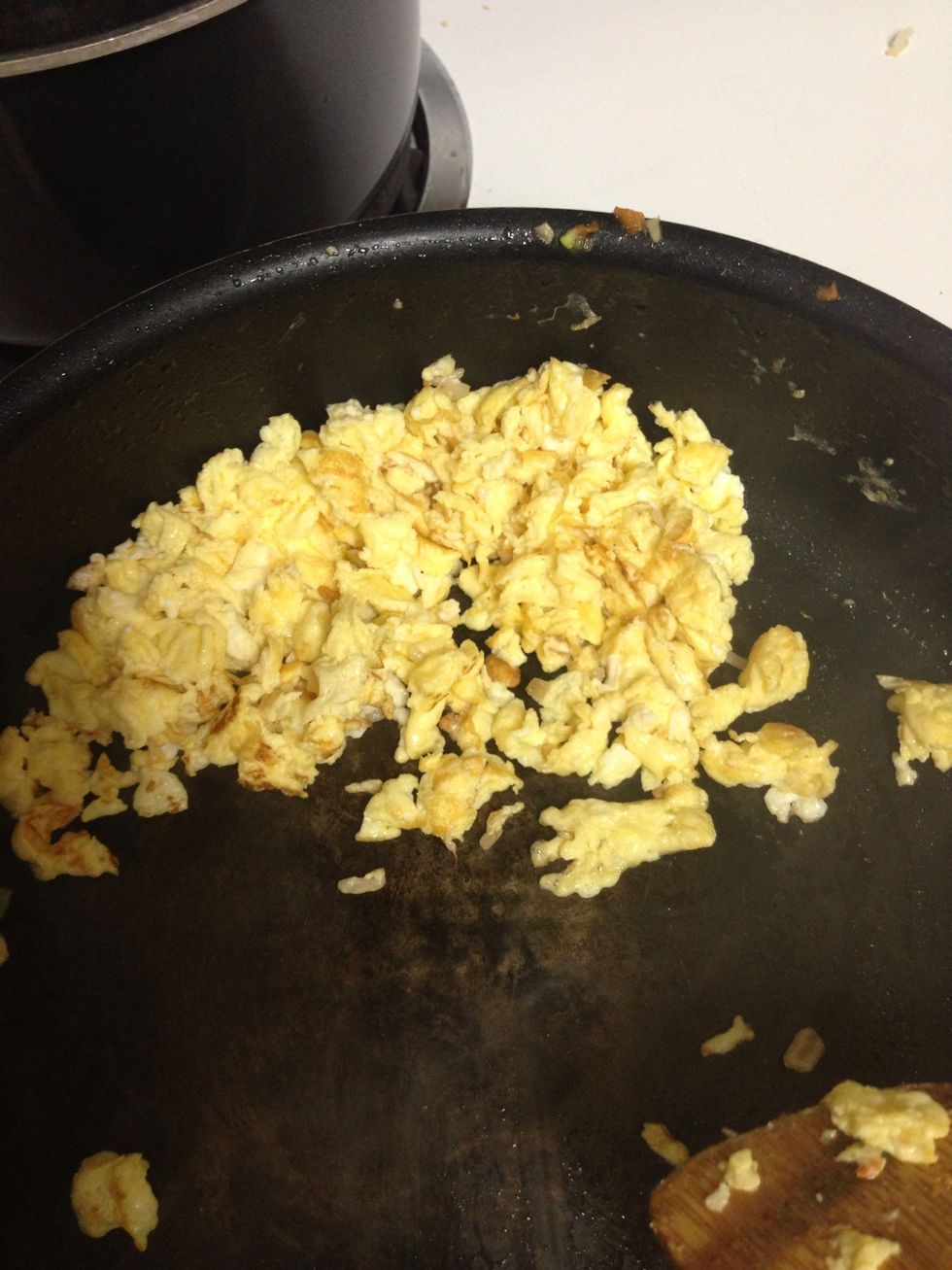 Beat the eggs and cook them